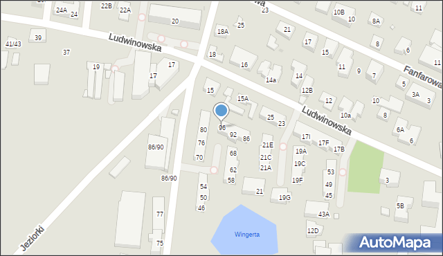 Warszawa, Farbiarska, 96, mapa Warszawy