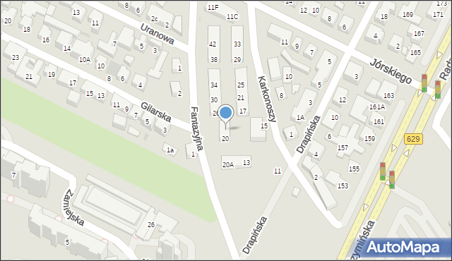 Warszawa, Fantazyjna, 24, mapa Warszawy