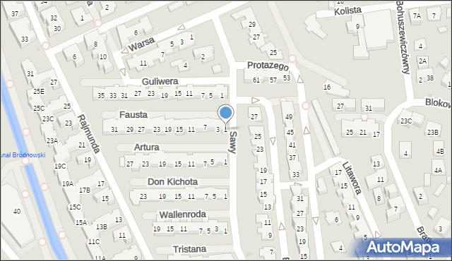 Warszawa, Fausta, 1, mapa Warszawy
