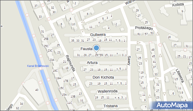 Warszawa, Fausta, 23, mapa Warszawy