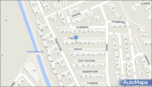 Warszawa, Fausta, 27, mapa Warszawy