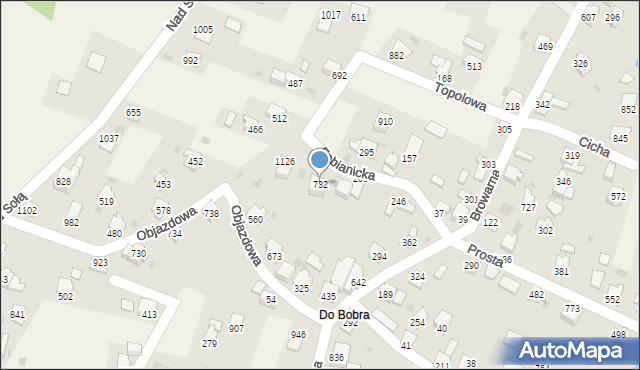 Wieprz, Fabianicka, 732, mapa Wieprz