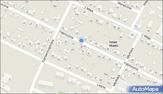 Wolbrom, Fabryczna, 32, mapa Wolbrom