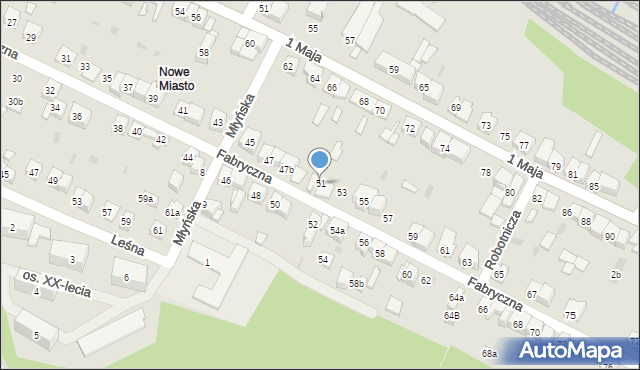 Wolbrom, Fabryczna, 51, mapa Wolbrom