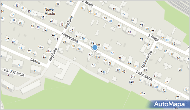 Wolbrom, Fabryczna, 54b, mapa Wolbrom