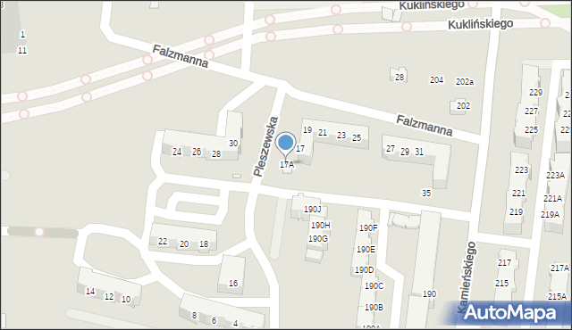 Wrocław, Falzmanna Michała Tadeusza, 17A, mapa Wrocławia