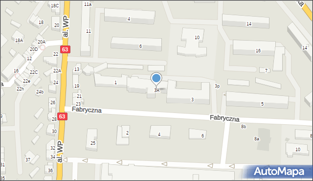 Zambrów, Fabryczna, 3A, mapa Zambrów