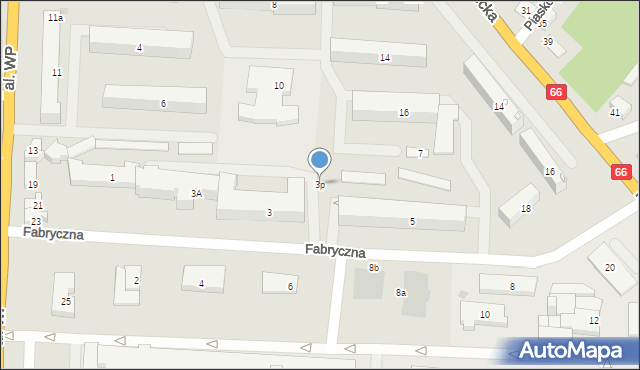 Zambrów, Fabryczna, 3p, mapa Zambrów