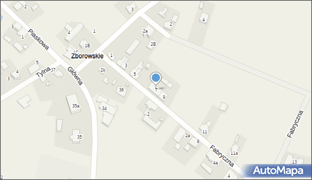 Zborowskie, Fabryczna, 7, mapa Zborowskie