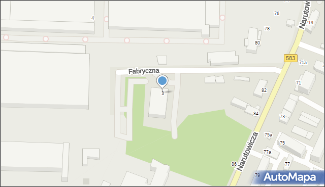 Żychlin, Fabryczna, 3, mapa Żychlin