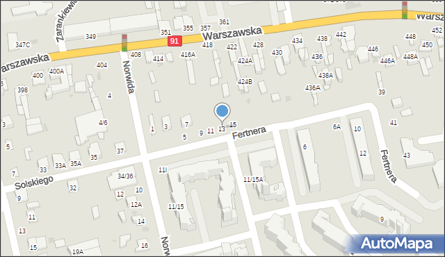 Częstochowa, Fertnera Antoniego, 13, mapa Częstochowy