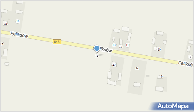 Feliksów, Feliksów, 14, mapa Feliksów