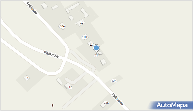 Feliksów, Feliksów, 11, mapa Feliksów
