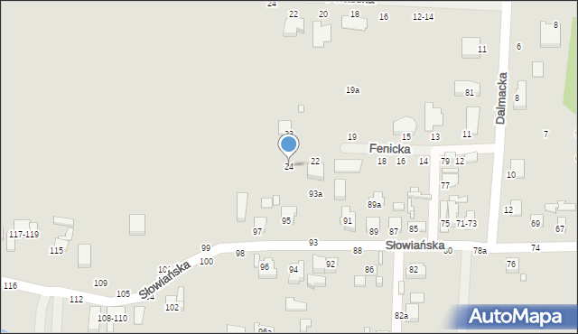 Kalisz, Fenicka, 24, mapa Kalisza