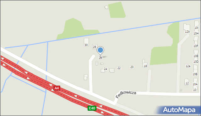 Kraków, Fedkowicza Jerzego, 26, mapa Krakowa