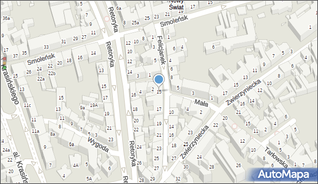 Kraków, Felicjanek, 15, mapa Krakowa