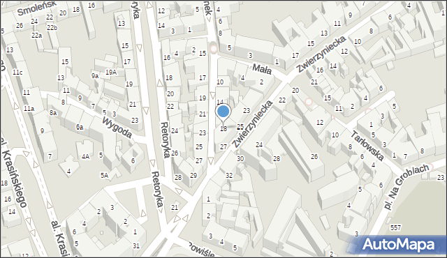 Kraków, Felicjanek, 18, mapa Krakowa