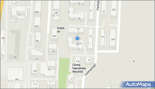 Kraków, Felińskiego Zygmunta Szczęsnego, abp., 23, mapa Krakowa