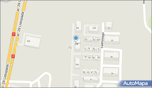 Kraków, Felińskiego Zygmunta Szczęsnego, abp., 33B, mapa Krakowa