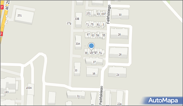 Kraków, Felińskiego Zygmunta Szczęsnego, abp., 43, mapa Krakowa