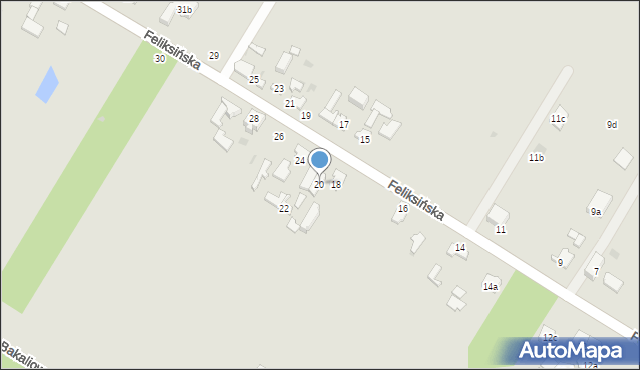 Łódź, Feliksińska, 20, mapa Łodzi