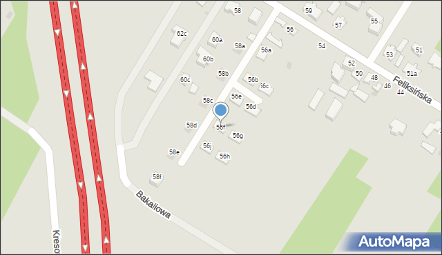 Łódź, Feliksińska, 56f, mapa Łodzi