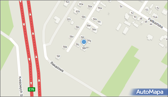 Łódź, Feliksińska, 56h, mapa Łodzi