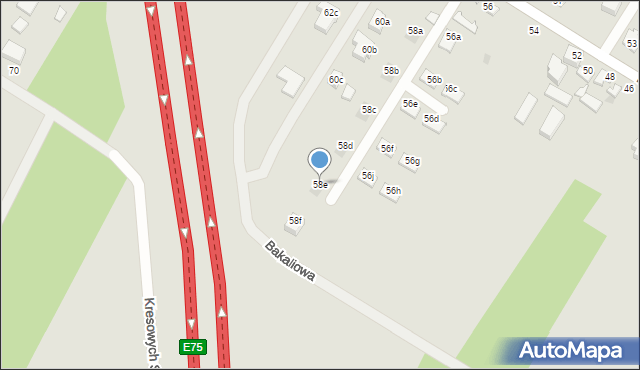 Łódź, Feliksińska, 58e, mapa Łodzi