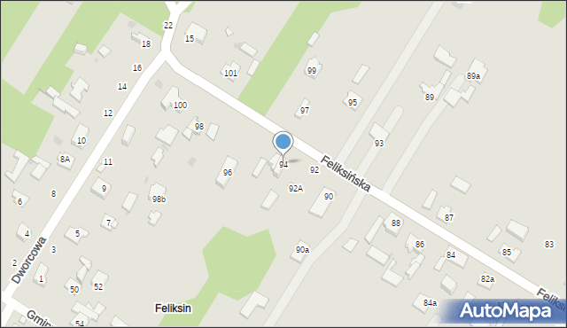 Łódź, Feliksińska, 94, mapa Łodzi