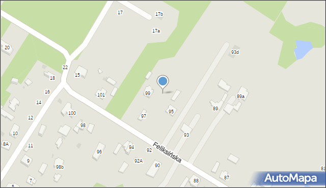 Łódź, Feliksińska, 97a, mapa Łodzi