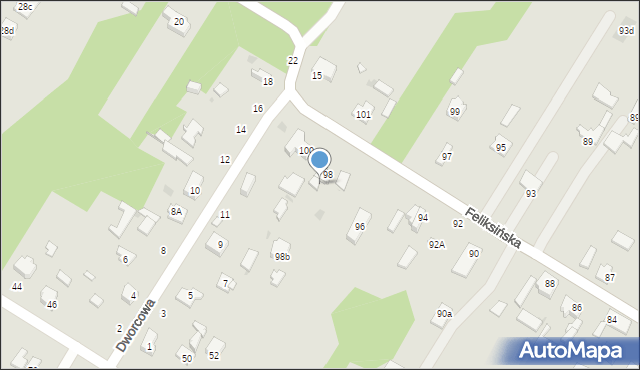Łódź, Feliksińska, 98a, mapa Łodzi