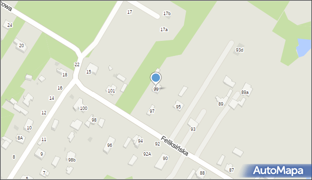 Łódź, Feliksińska, 99, mapa Łodzi