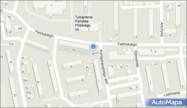 Łódź, Felińskiego Alojzego, 5C, mapa Łodzi