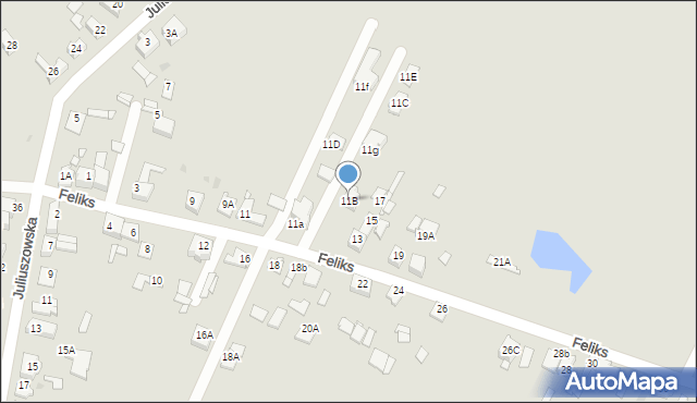 Sosnowiec, Feliks, 11B, mapa Sosnowca