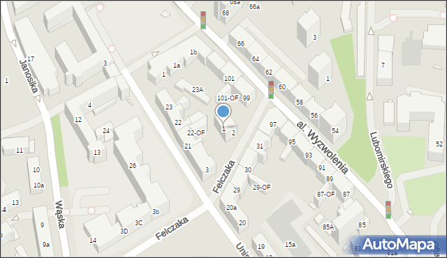 Szczecin, Felczaka Wacława, 1, mapa Szczecina