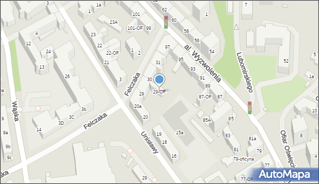 Szczecin, Felczaka Wacława, 29-OF, mapa Szczecina