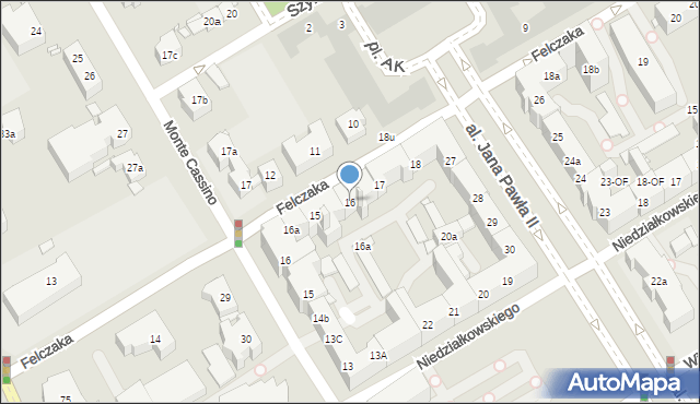 Szczecin, Felczaka Wacława, 16, mapa Szczecina