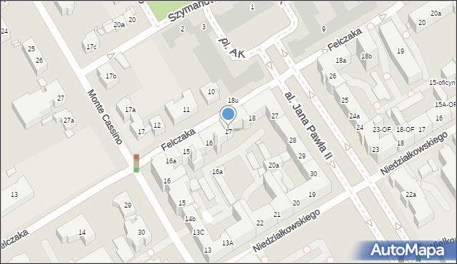 Szczecin, Felczaka Wacława, 17, mapa Szczecina