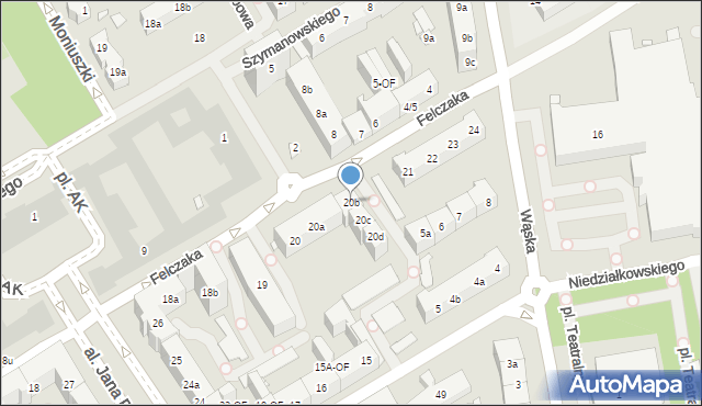 Szczecin, Felczaka Wacława, 20b, mapa Szczecina