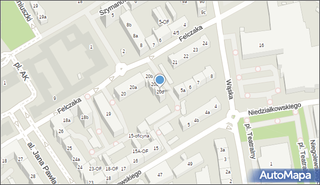 Szczecin, Felczaka Wacława, 20d, mapa Szczecina
