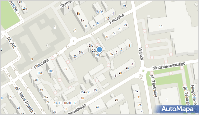 Szczecin, Felczaka Wacława, 20e, mapa Szczecina