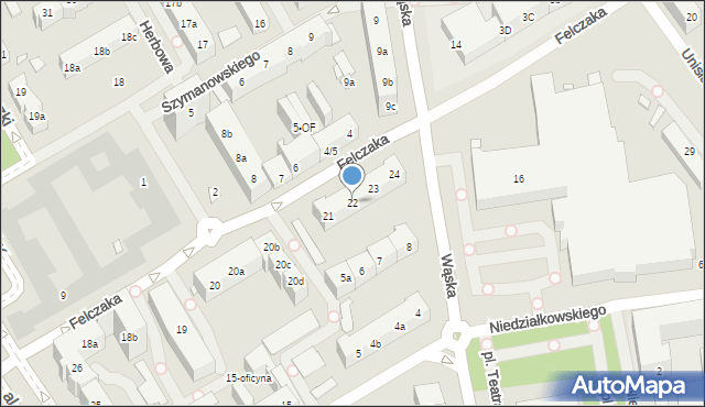 Szczecin, Felczaka Wacława, 22, mapa Szczecina