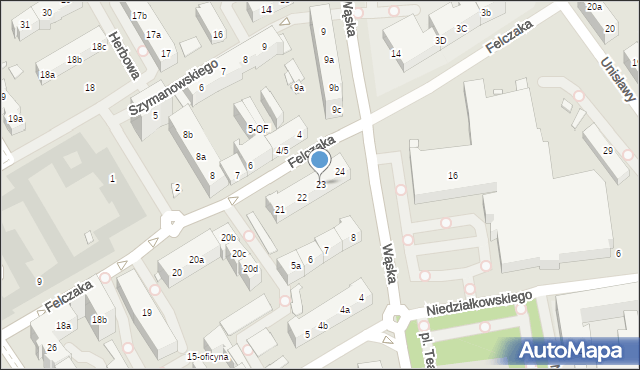 Szczecin, Felczaka Wacława, 23, mapa Szczecina