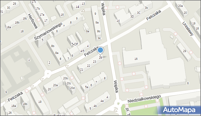 Szczecin, Felczaka Wacława, 24, mapa Szczecina