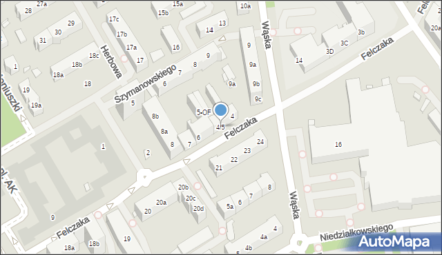 Szczecin, Felczaka Wacława, 4/5, mapa Szczecina