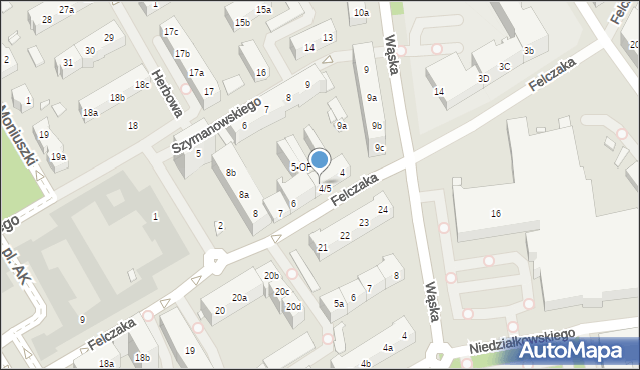 Szczecin, Felczaka Wacława, 5, mapa Szczecina