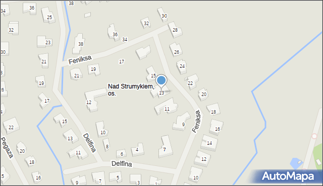 Szczecin, Feniksa, 13, mapa Szczecina