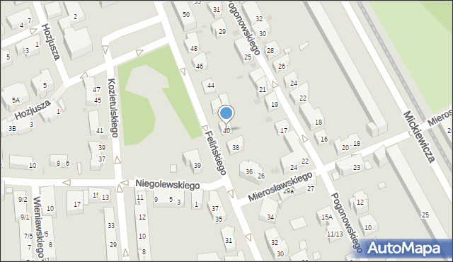 Warszawa, Felińskiego Alojzego, 40, mapa Warszawy