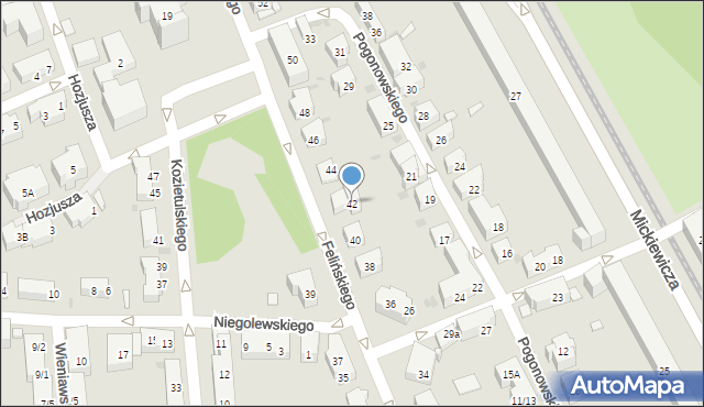 Warszawa, Felińskiego Alojzego, 42, mapa Warszawy