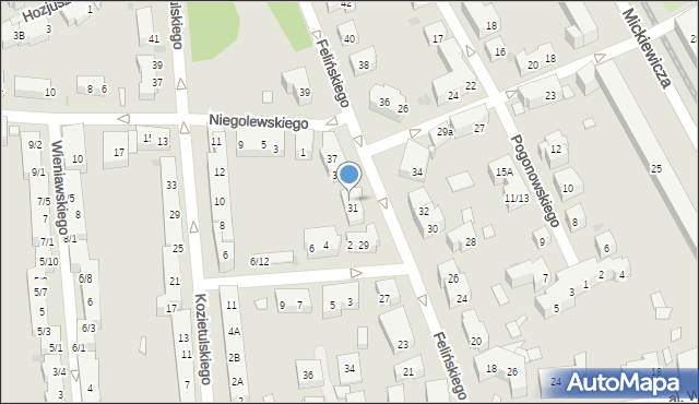 Warszawa, Felińskiego Alojzego, 33, mapa Warszawy